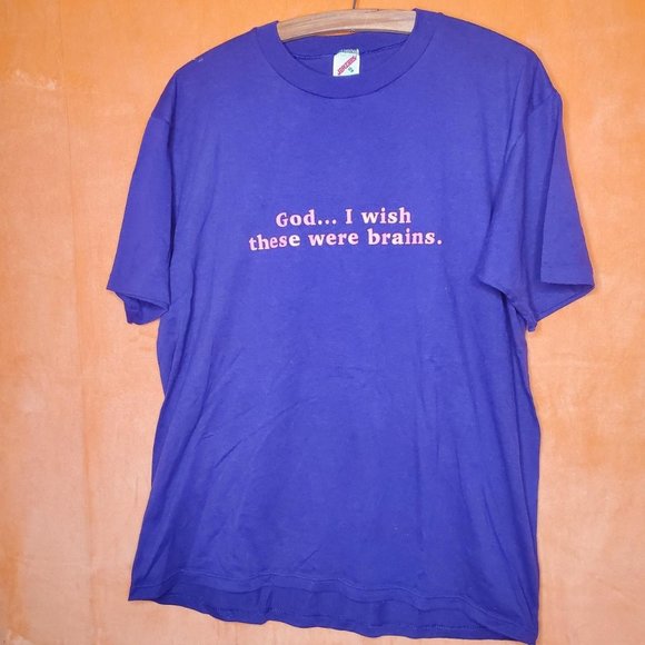 God I Wish These Were Brains Vintage 80s Tee - Picture 2 of 2